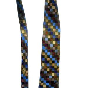 Andrew Fezza New York 100% Silk Handmade Olive Green Checkerboard Neck Tie OS